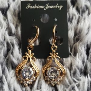 18K Yellow gold-filled clear topaz zircon earring